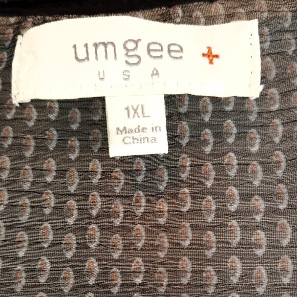 Plus Size 1x Umgee Black and Brown Sheer Vest with Elegant Design - Picture 6 of 12